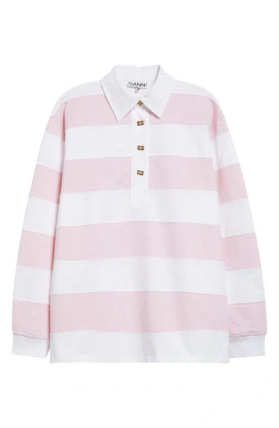GANNI GANNI STRIPE ORGANIC COTTON RUGBY SHIRT