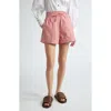 Ganni Stripe Organic Cotton Shorts In Barbados Cherry
