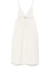 Ganni Stripe-pattern Midi Dress In Neutrals