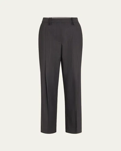 Ganni Stripe Relaxed Suiting Pants In Phantom