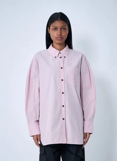 Ganni Women Stripe Shirt In Neutral