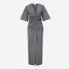 Ganni Women's Stripe Suiting V-neck Dress Grey | Size 32 | F9713039