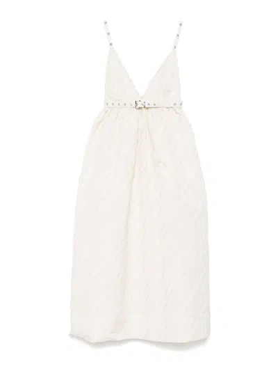 GANNI STRIPE TAFFETA STRAP DRESS