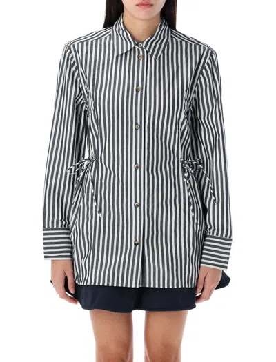 GANNI GANNI STRIPE TIE STRING SHIRT