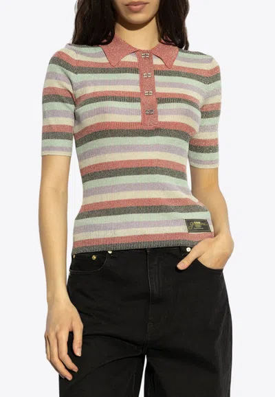 Ganni Stripe Wool Knit Polo T-shirt