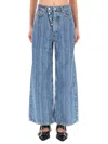 Ganni Striped Baggy Jeans In Blue
