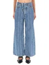 Ganni Striped Baggy Jeans In Blue