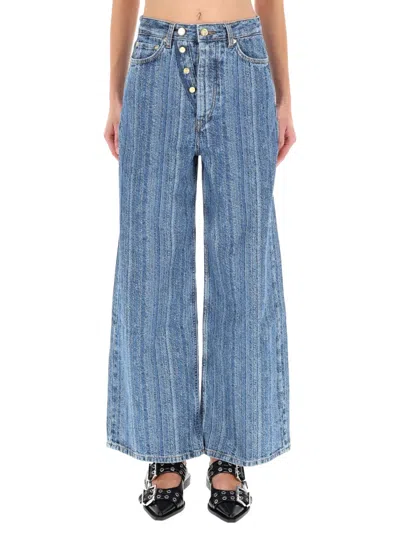 GANNI GANNI STRIPED BAGGY JEANS