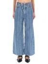 Ganni Striped Baggy Jeans In Blue