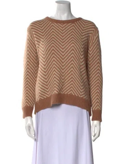 Pre-owned Ganni Striped Bateau Neckline Sweater In Neutral