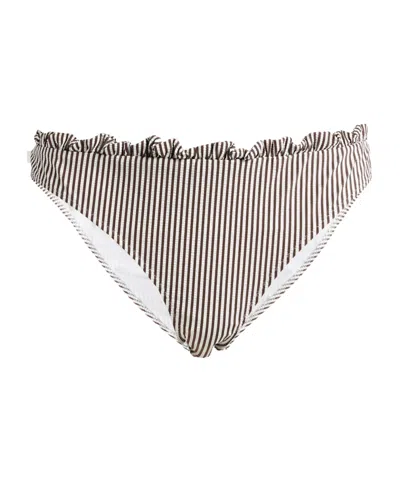 Ganni Striped Bikini Pants In Blue