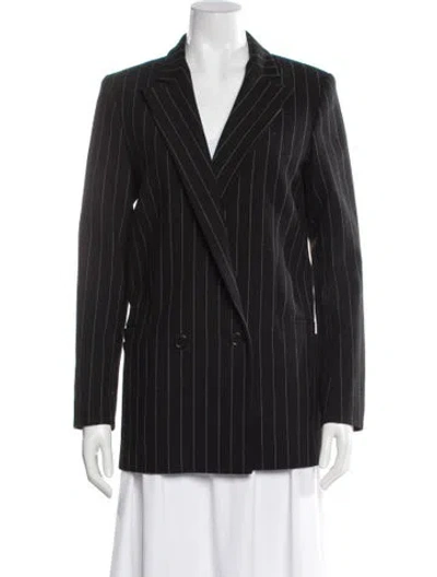 Pre-owned Ganni Striped Blazer In Black