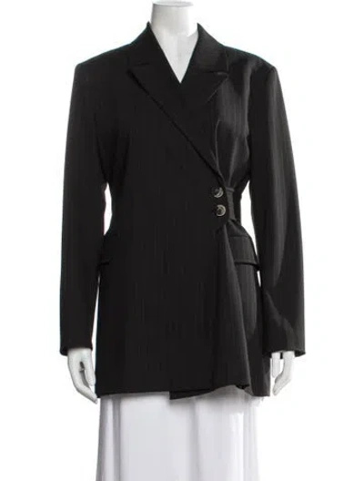 Pre-owned Ganni Striped Blazer In Black