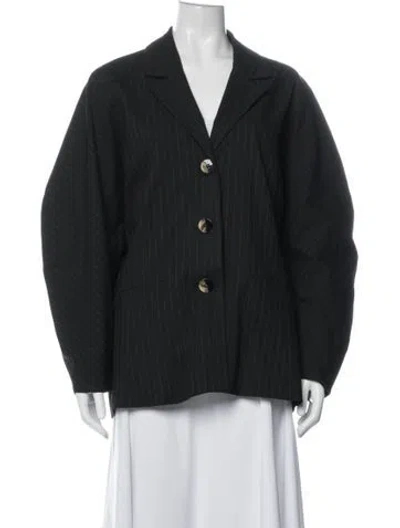 Pre-owned Ganni Striped Blazer In Black