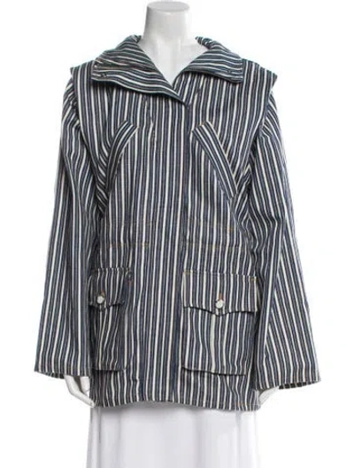 Pre-owned Ganni Striped Blazer In Blue