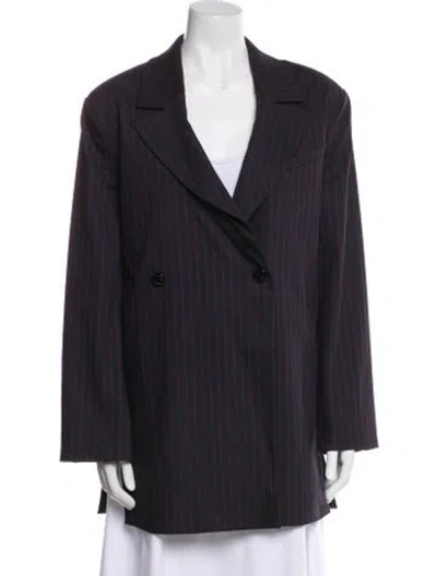 Pre-owned Ganni Striped Blazer In Blue