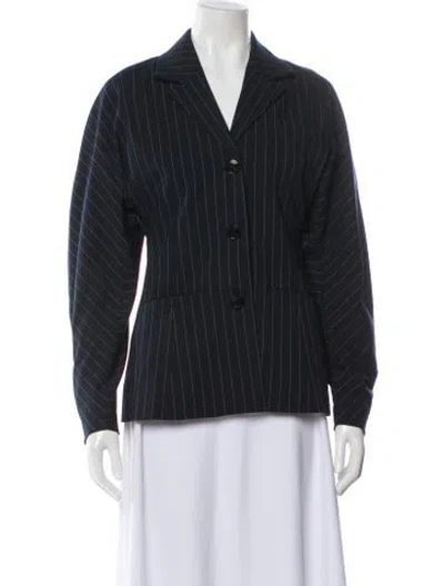 Pre-owned Ganni Striped Blazer In Blue