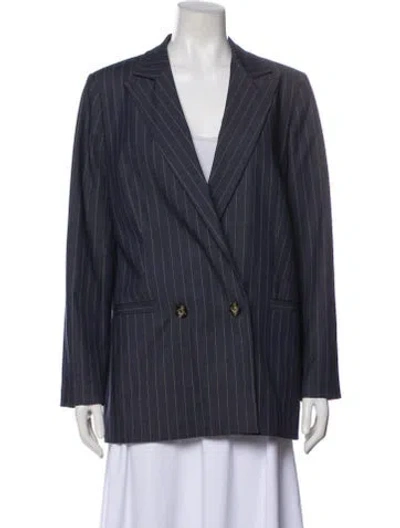 Pre-owned Ganni Striped Blazer In Blue