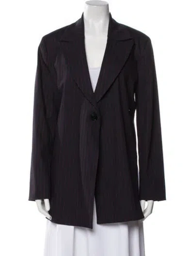 Pre-owned Ganni Striped Blazer In Blue