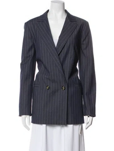 Pre-owned Ganni Striped Blazer In Blue