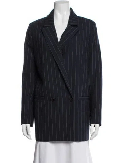 Pre-owned Ganni Striped Blazer In Blue