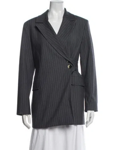 Pre-owned Ganni Striped Blazer In Blue