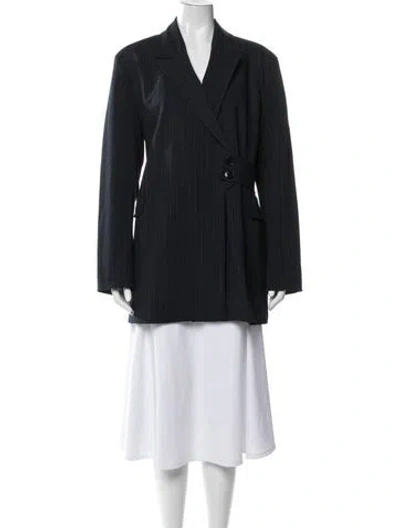 Pre-owned Ganni Striped Blazer In Blue