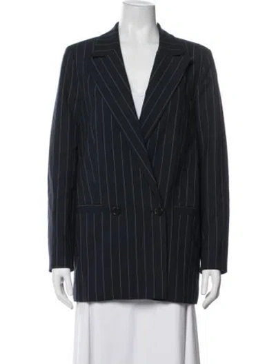 Pre-owned Ganni Striped Blazer In Blue
