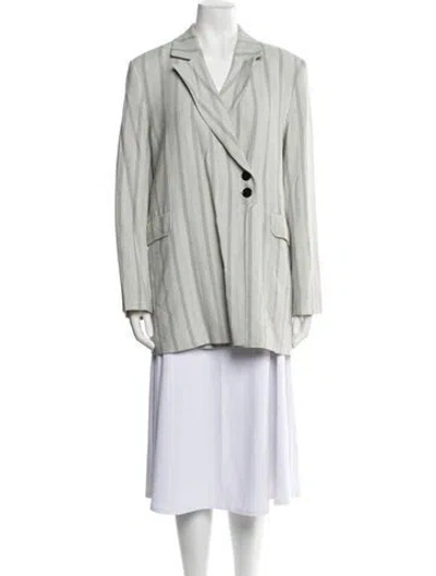 Pre-owned Ganni Striped Blazer In Gray