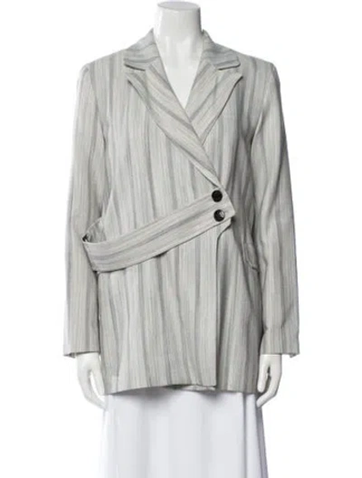Pre-owned Ganni Striped Blazer In Gray