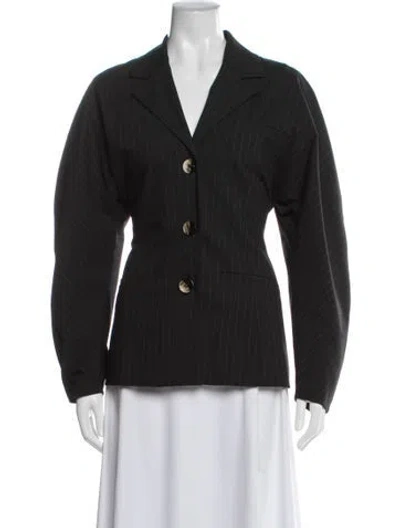 Pre-owned Ganni Striped Blazer In Gray