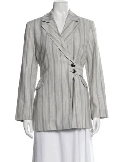 Pre-owned Ganni Striped Blazer In Gray