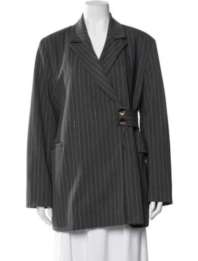 Pre-owned Ganni Striped Blazer In Gray