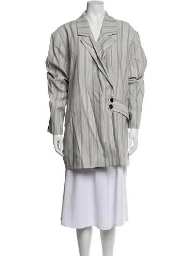 Pre-owned Ganni Striped Blazer In Grey