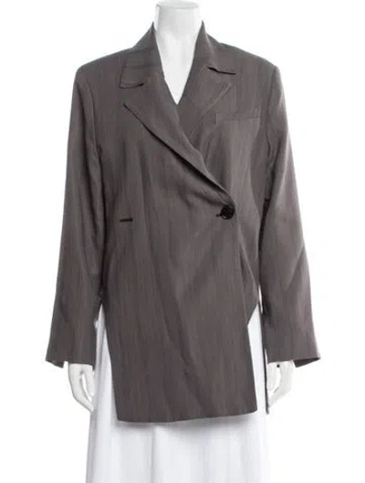 Pre-owned Ganni Striped Blazer In Grey