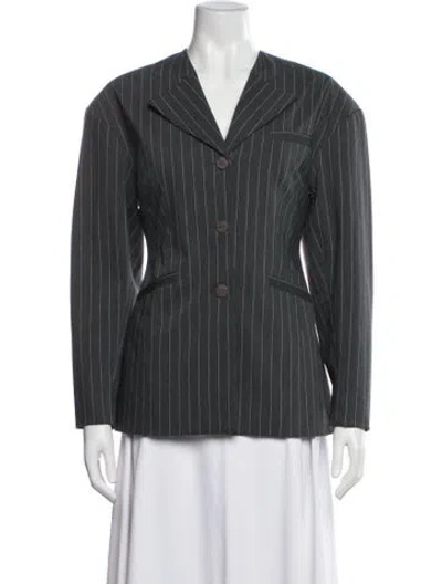Pre-owned Ganni Striped Blazer In Grey