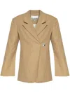 Ganni Striped Blazer In Neutrals