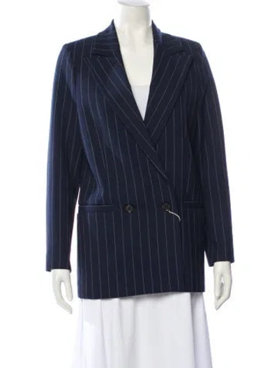 Pre-owned Ganni Striped Blazer W/ Tags In Blue