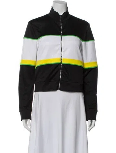 Pre-owned Ganni Striped Bomber Jacket In Black