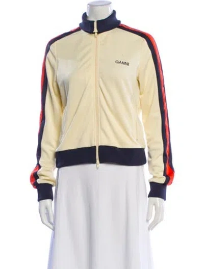 Pre-owned Ganni Striped Bomber Jacket In Neutral