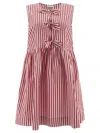 GANNI GANNI STRIPED BOW DETAILED MINI DRESS