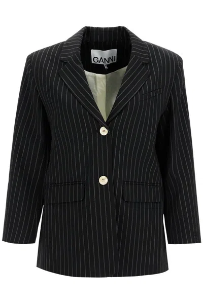 GANNI STRIPED BOXY BLAZER