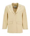 Ganni Striped Boxy Blazer In Nude