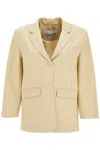 Ganni Striped Boxy Blazer In Sahara Sun (beige)