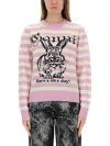 Ganni Striped Sweater With Rabbit