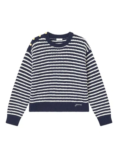 Ganni ストライプ セーター In Blue