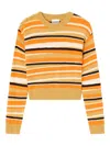 Ganni Striped Button-detailed Sweater In Yellow