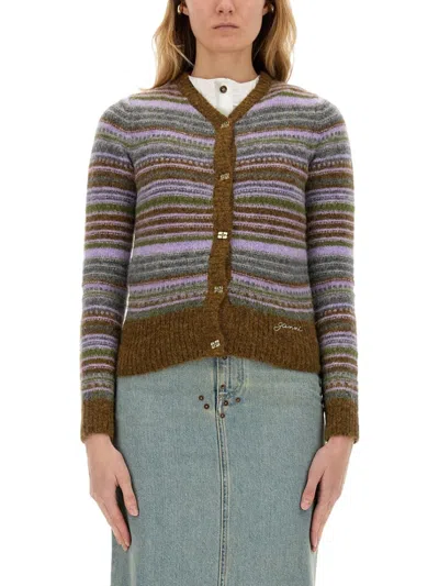 GANNI GANNI STRIPED CARDIGAN
