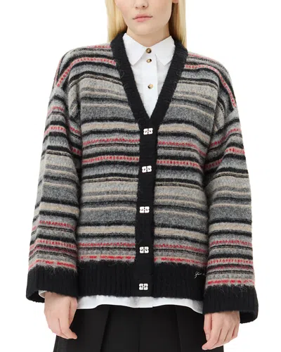 Ganni Striped Cardigan In Multicolour