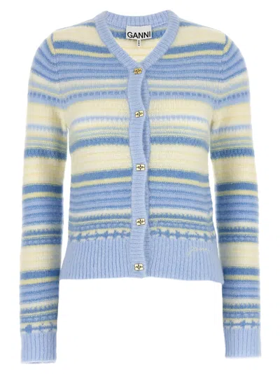 GANNI STRIPED CARDIGAN SWEATER, CARDIGANS